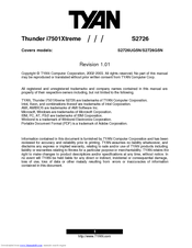 TYAN THUNDER I7501XTREME S2726UG5N Manual