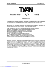 TYAN THUNDER I7525 User Manual