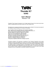 TYAN THUNDER K7 S2462 User Manual