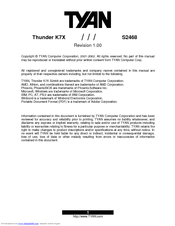 TYAN Thunder K7X S2468 Manual