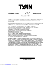 TYAN Thunder K8QE S4885G2NR Manual