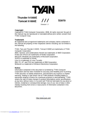 TYAN THUNDER TOMCAT H1000E Manual