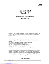 TYAN THUNDER X S1952DLU Manual