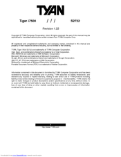 TYAN Tiger i7500 Manual