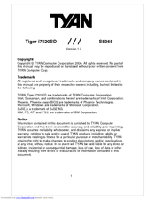 TYAN Tiger i7520SD S5365 Manual