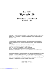 TYAN S1894 TIGERCUB 100 Manual