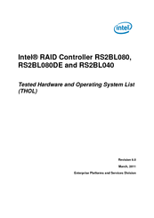 Intel RS2BL040 - Raid Controller Tested Hardware And Operating System List