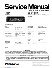 Panasonic CQC1103U - AUTO RADIO/CD DECK Service Manual
