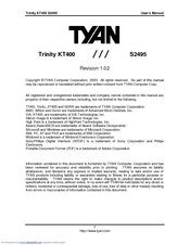 TYAN Trinity KT400 S2495 Manual