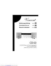 VINCENT CD-S3 - ANNEXE 258 Instructions For Use Manual
