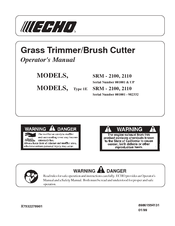 ECHO SMR-2110 TYPE 1E - 01-99 Operator's Manual