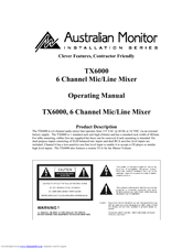 Australian Monitor TX6000 Operating Manual