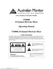 Australian Monitor TX8000 Operating Manual