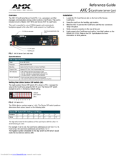 Amx AXF-S AXCESS SERVER CARDFRAME (WITH AXC-S CARD) Reference Manual