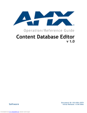 AMX VISUALARCHITECT CONTENT DATABASE EDITOR Manual