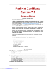 Red Hat CERTIFICATE 7.3 RELEASE NOTES Release Note