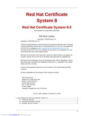 Red Hat CERTIFICATE 8.0 RELEASE NOTES Release Note