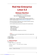 Red Hat ENTERPRISE LINUX 5.3 - RELEASE MANIFEST Manual