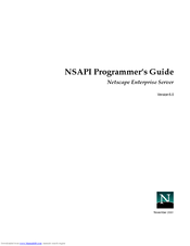 Netscape NETSCAPE ENTERPRISE SERVER 6.0 - NSAPI PROGRAMMER GUIDE Manual