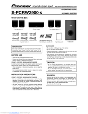 Pioneer S-FCRW2900-K Operating Manual