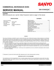Sanyo EM-V5404SW - Full Size Microwave Oven Service Manual
