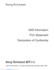 Sony Ericsson MT11i Declaration Of Conformity