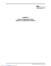 DH Instruments E-DWT-H Operation And Maintenance Manual