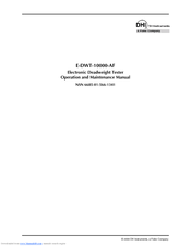 DH Instruments E-DWT-10000-AF Operation And Maintenance Manual