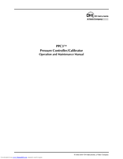 DH Instruments PPC3 Operation And Maintenance Manual