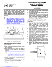 Dh Instruments REGULATOR KIT ONTO 1-4 IN. MOLSTIC-S Instruction Sheet