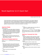 NOVELL APPARMOR - AND Quick Start Card