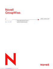 Novell GROUPWISE 7 - TROUBLESHOOTING 1 Troubleshooting Manual