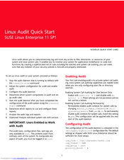 NOVELL LINUX ENTERPRISE 11 SP1 - LINUX AUDIT Quick Start Manual