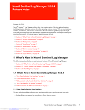 NOVELL SENTINEL LOG MANAGER 1.0.0.4 - S Release Note