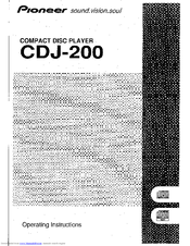 Pioneer CDJ 200 - Pro Cd/Mp3 Player Operating Instructions Manual