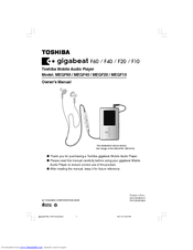 Toshiba MEGF40S - Gigabeat 40 GB Digital Player Owner's Manual