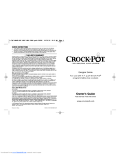 CROCK POT Designer Series Owner's Manual