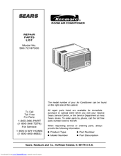 KENMORE 580.72187300 Repair Parts List Manual