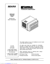KENMORE 580.74229400 Repair Parts List Manual