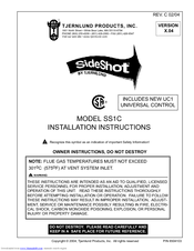 TJERNLUND SS1C SIDESHOT WITH UC1 UNIVERSAL CONTROL (VERSION X.04) 8504103 REV C 0204 Installation Instructions Manual