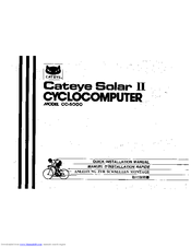 Cateye CC-5000 SOLAR 2 Quick Installation Manual