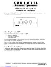 KURZWEIL KMLN8 - REV B Installation And User Manual