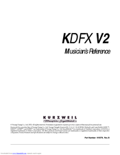 KURZWEIL KDFX V2 - MUSICIANS REFERENCE REV B Reference