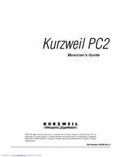 KURZWEIL PC2 - MUSICIANS GUIDE REV A Musician's Manual
