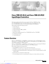 Cisco C7200-I - Input/Output Controller - Control Processor User Manual