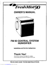 FIELD CONTROLS FreshMist 90 Installation And Service Instructions Manual