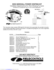 FIELD CONTROLS SWG-4A Instruction Sheet