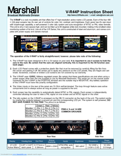Marshall Amplification V-R44P Instruction Sheet