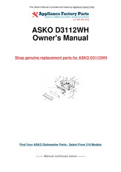 Asko D3112 Use And Care Manual