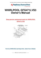 Whirlpool GFG471LVS3 Installation Instructions Manual